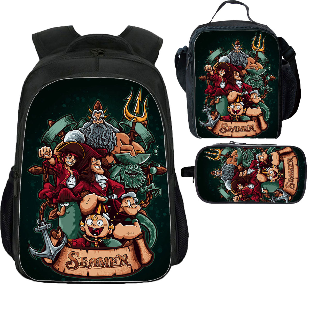 One Piece Luffy Straw Hat Kids Big School Backpack Cooler Lunch Bag Pen  Case Lot