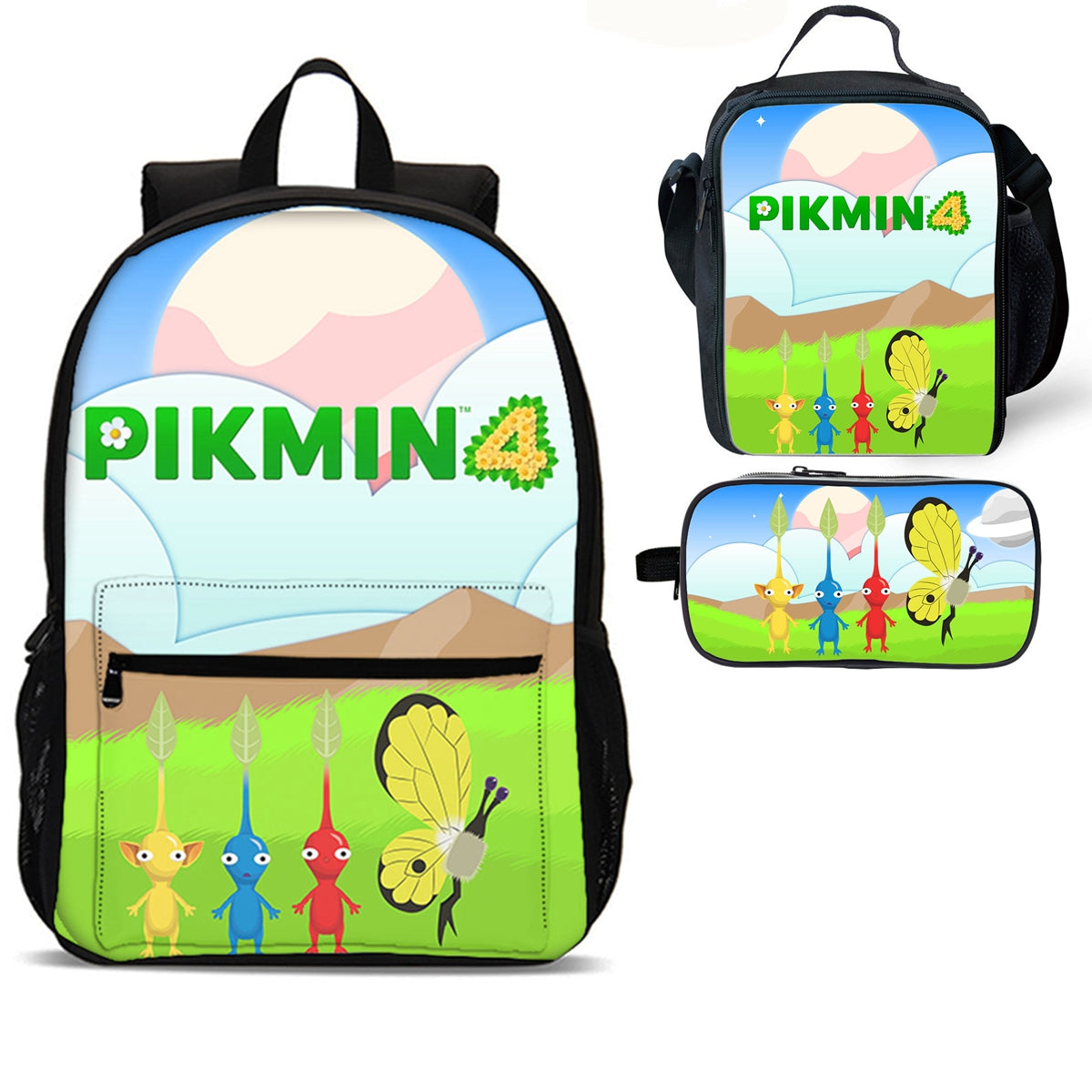 Pikmin 4 Kids 3PCS 18 Backpack Large Size Lunch Bag Pencil Case – ILYBAG