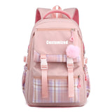 Customized Girl's Nylon School Backpack Waterproof Multiple Pockets Gift for Kids