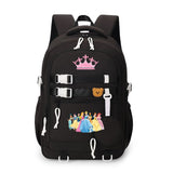 Girls' Princess 17" Nylon School Backpack with A Round Bag Fashion Waterproof Backpack with Multiple Pockets