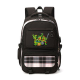 Girls' Ninja Turtle 17" Nylon School Backpack with USB Charging Port Waterproof Backpack with Multiple Pockets