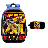 Boys' 16" Deadpool & Wolverine Backpack with Pencil Case Blue School Backpack Primary School Backpack