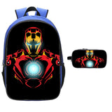 Boys' 16" Iron Man Backpack with Pencil Case Blue School Backpack Primary School Backpack
