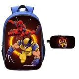 Boys' 16" Deadpool & Wolverine Backpack with Pencil Case Blue School Backpack Primary School Backpack