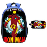 Boys' 16" Iron Man Backpack with Pencil Case Blue School Backpack Primary School Backpack
