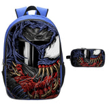 Boys' 16" Venom Backpack with Pencil Case Blue School Backpack Elementary School Backpack
