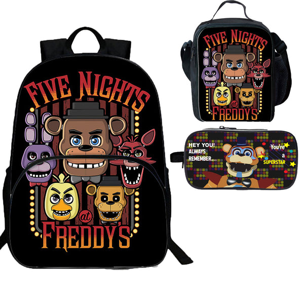 Five Nights at Freddy's Game School Backpack Insulated Lunch Bag Pencil  Case Lot