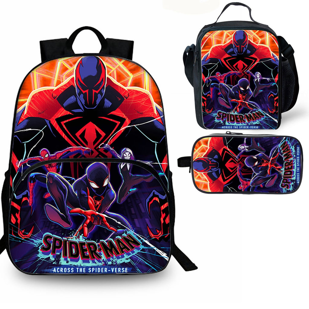 Marvel Spider-Man Across the Spider-Verse Boys 17 Laptop Backpack 2-Piece  Set with Lunch Bag, Black Blue