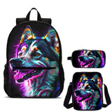 Kid's Husky Dog 18" Backpack with Shoulder Bag and Pencil Case 3 Pieces Set School Merch