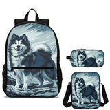 Kid's Husky Dog 18" Backpack with Shoulder Bag and Pencil Case 3 Pieces Set School Merch