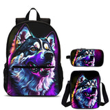 Kid's Husky Dog 18" Backpack with Shoulder Bag and Pencil Case 3 Pieces Set School Merch