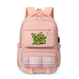 Girls' Ninja Turtle 17" Nylon School Backpack with USB Charging Port Waterproof Backpack with Multiple Pockets