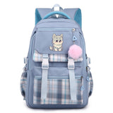 Cute Husky Girl's Nylon School Backpack Waterproof Multiple Pockets Gift for Kids