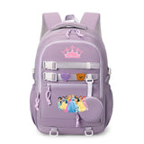 Girls' Princess 17" Nylon School Backpack with A Round Bag Fashion Waterproof Backpack with Multiple Pockets