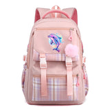 Dolphin Backpack Girl's Nylon School Backpack Waterproof Multiple Pockets Gift for Kids