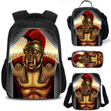 Gladiator School Backpack with Lunch Bag Shoulder Bag Pencil Case 4 Pieces Combo Kid's Gift