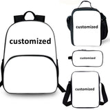 Customized 15" School Backpack with Lunch Bag Shoulder Bag Pencil Case 4 Pieces Combo Kid's Gift