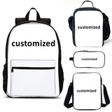 Customized 18" School Backpack with Lunch Bag Shoulder Bag Pencil Case 4 Pieces Set Kid's Gift