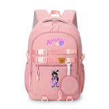 Girls' Aphmau 17" Nylon School Backpack with A Round Bag Fashion Waterproof Backpack with Multiple Pockets