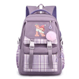 Letter N Backpack Girl's Nylon School Backpack Waterproof Multiple Pockets Gift for Kids