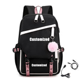 Customized Kid's 17 inches School Backpack with USB Charging Port Gift for Girls