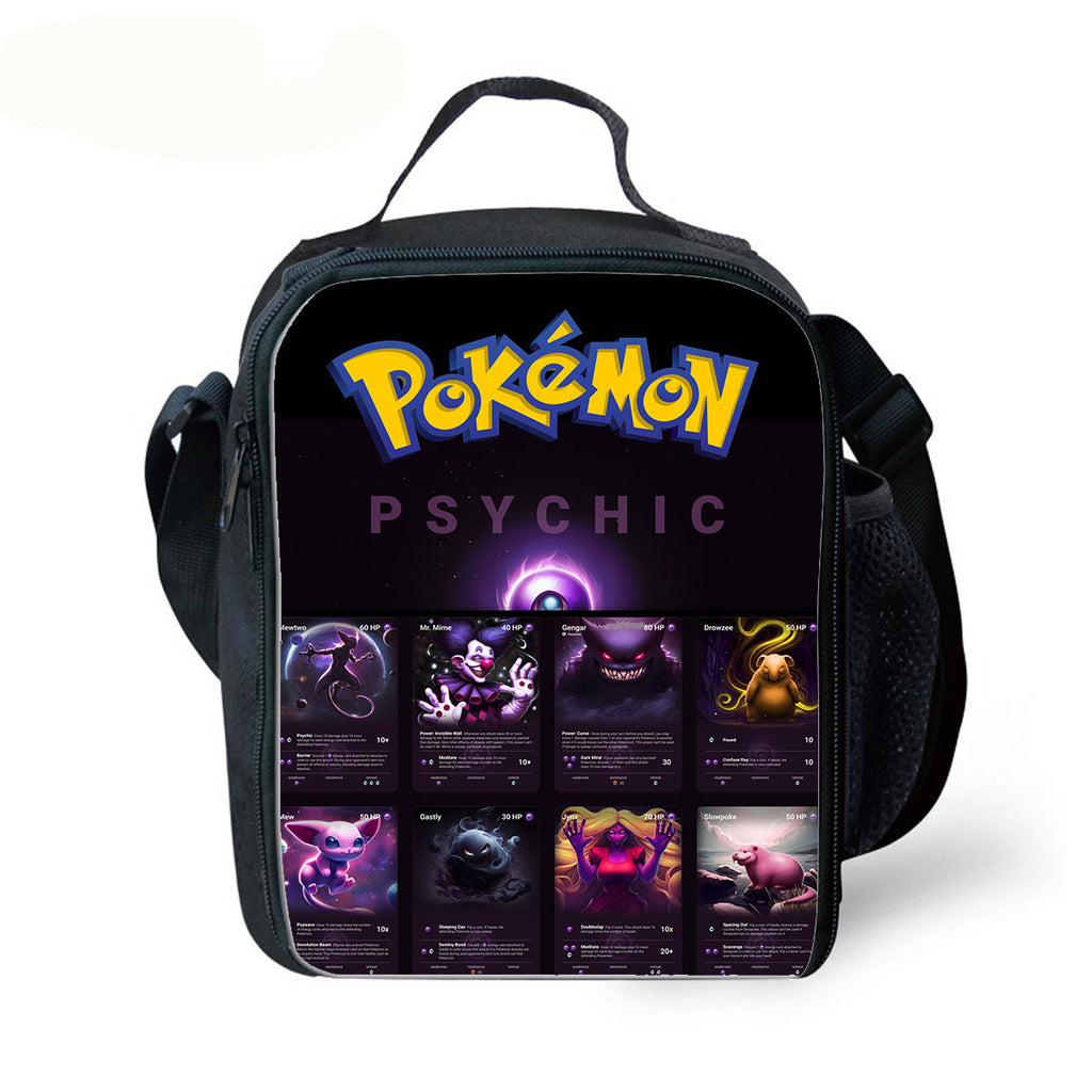 Pokemon Lunch Bag Kid's Insulated Lunch Box Waterproof, Black / Fire