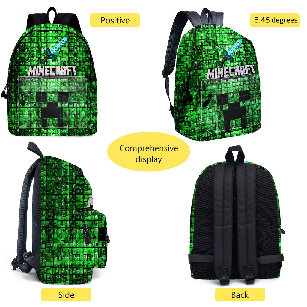 Minecraft Backpack For Teens Student Bookbags Back to School Travel Gi|  Lusy Store LLC