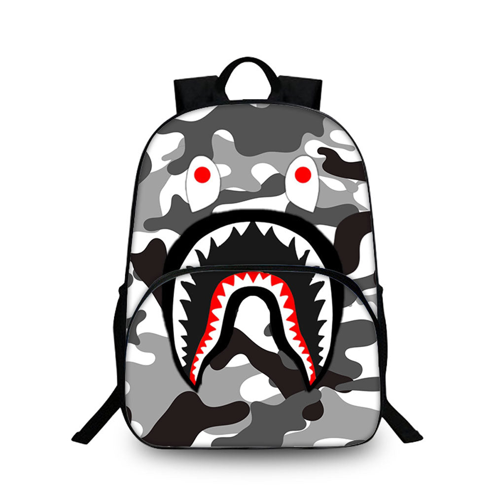  HAIXING Camo Shark Backpack Laptop Backpack For Boys