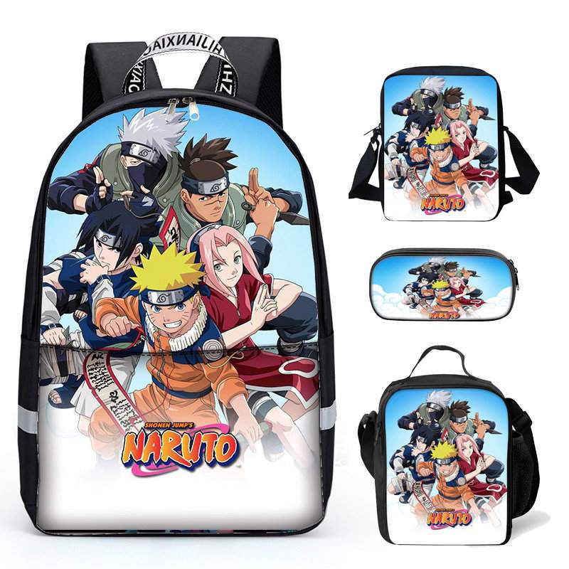 School Bags Naruto Backpacks Set Primary School Anime Backpack